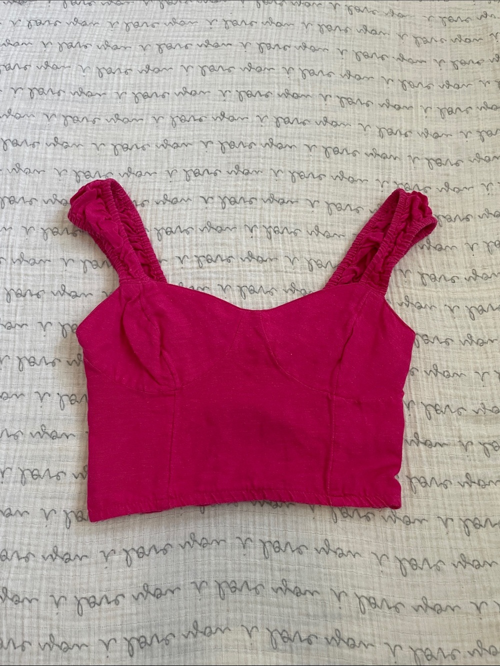 Ruche-Strap Fuchsia Crop Top